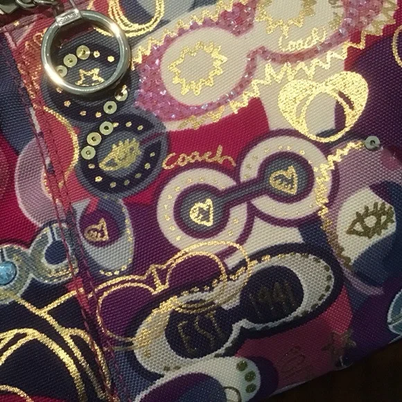 Coach Poppy Pop C Signature Graffiti Crossbody Sequin Ltd Ed 46347 Purse Bag EUC - Picture 9 of 9